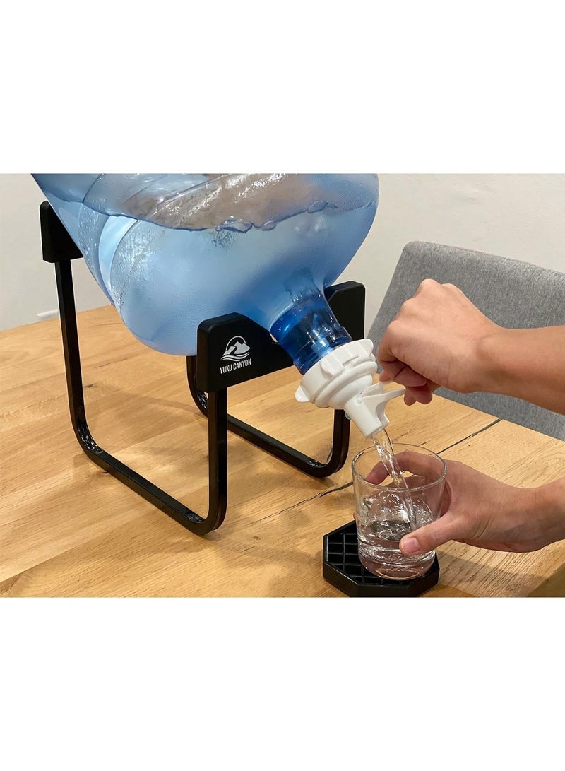 جولدن أروز حامل جالون مياه من الفولاذ المقاوم للصدأ سعة 3-5 جالون وصمام توزيع، حامل قارورة مياه غير قابل للانزلاق ومقاوم للصدأ مع صنبور مياه سريع التدفق خالٍ من مادة BPA يناسب الزجاجات مقاس 52 مم و55 مم - Image 2